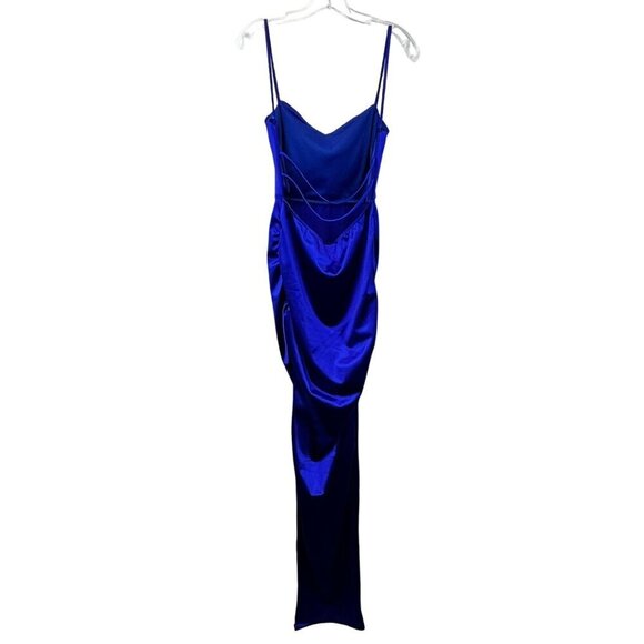 Windsor Women’s Spaghetti Strap Ruched Sides Formal Cobalt Dress Side Slit L - Picture 8 of 10